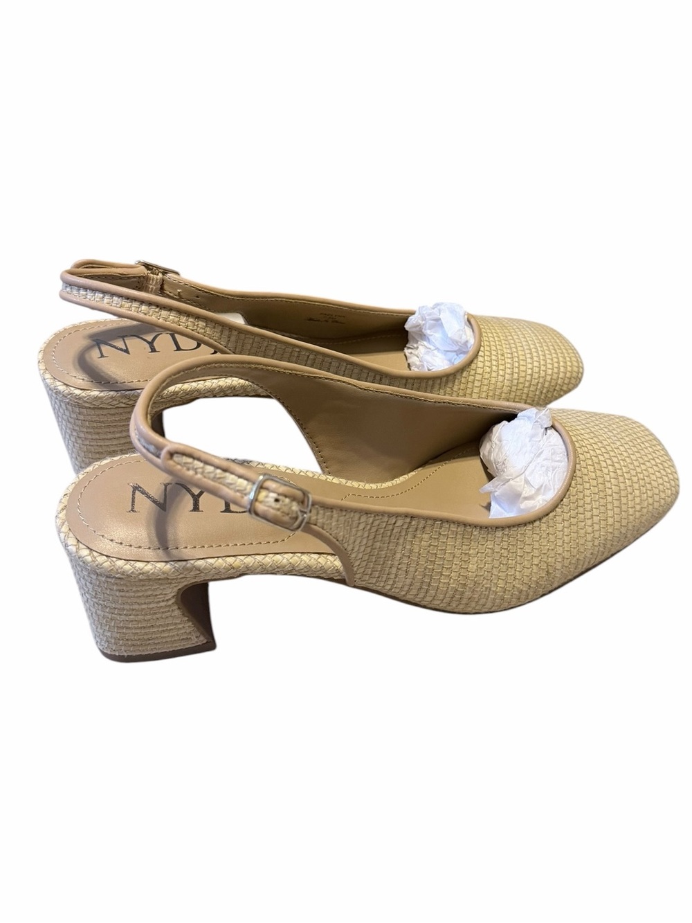 🌼🌟NIB NYDJ Stripped Raffia Tan Woven Slingback Flats Size 7.5M - Picture 4 of 8